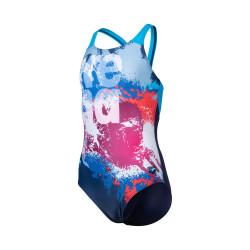 GIRL'S ARENA WAVES BREAKING SWIMSUIT V B NAVY-TURQUOISE