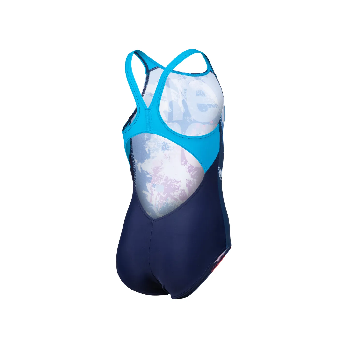 GIRL'S ARENA WAVES BREAKING SWIMSUIT V B NAVY-TURQUOISE