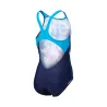 GIRL'S ARENA WAVES BREAKING SWIMSUIT V B NAVY-TURQUOISE