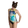 GIRL'S ARENA WAVES BREAKING SWIMSUIT V B BLACK-SOFTGREEN