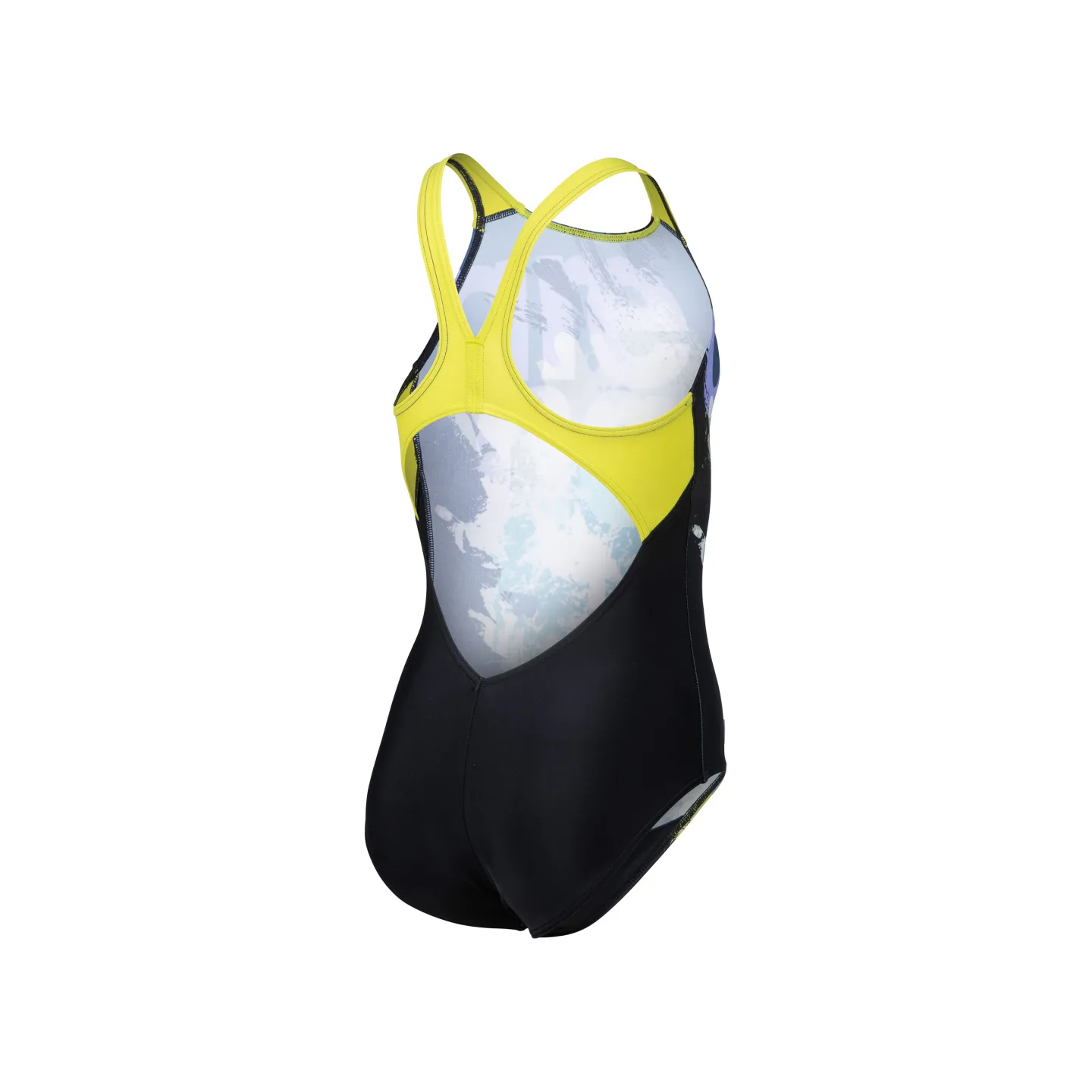 GIRL'S ARENA WAVES BREAKING SWIMSUIT V B BLACK-SOFTGREEN