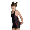GIRL'S COMBISHORT SWIMSUIT GRAPHIC BLACK-FLUORED