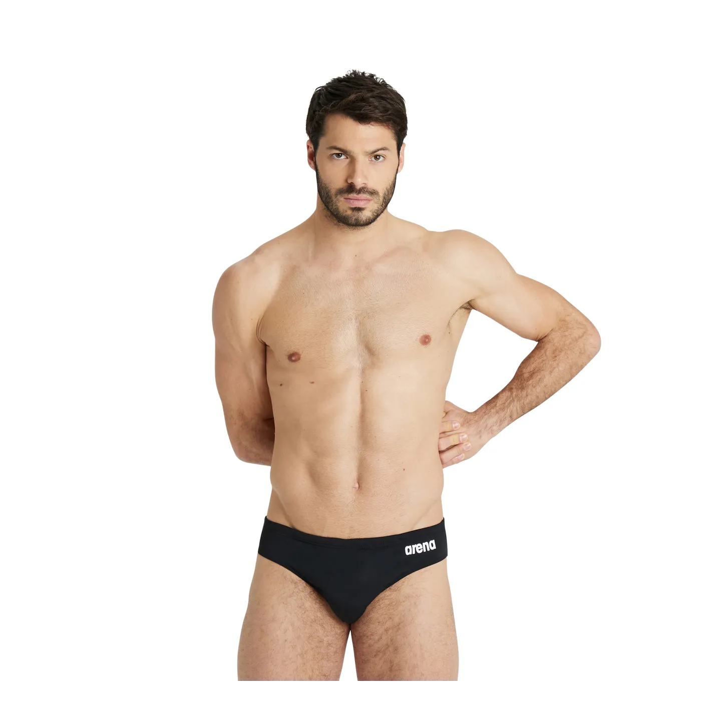 Maillot de Bain MEN'S TEAM SWIM BRIEFS SOLID BLACK-WHITE