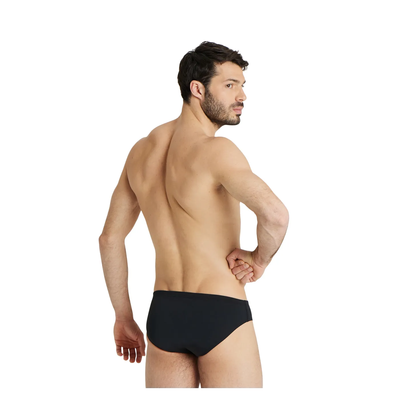 Maillot de Bain MEN'S TEAM SWIM BRIEFS SOLID BLACK-WHITE