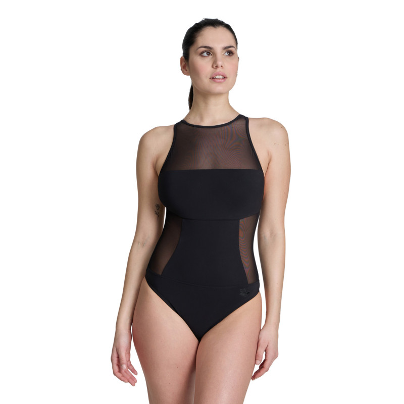 Maillot de Bain WOMEN'S ARENA MESH PANELS SWIMSUIT BLACK