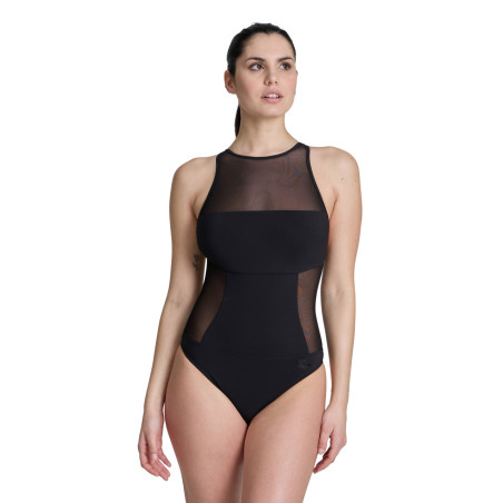 Maillot de Bain WOMEN'S ARENA MESH PANELS SWIMSUIT BLACK