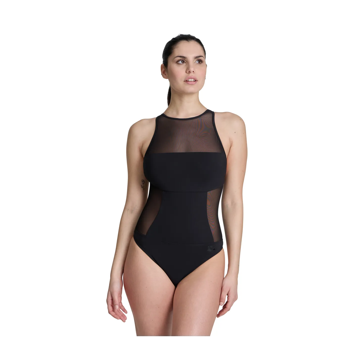 Maillot de Bain WOMEN'S ARENA MESH PANELS SWIMSUIT BLACK