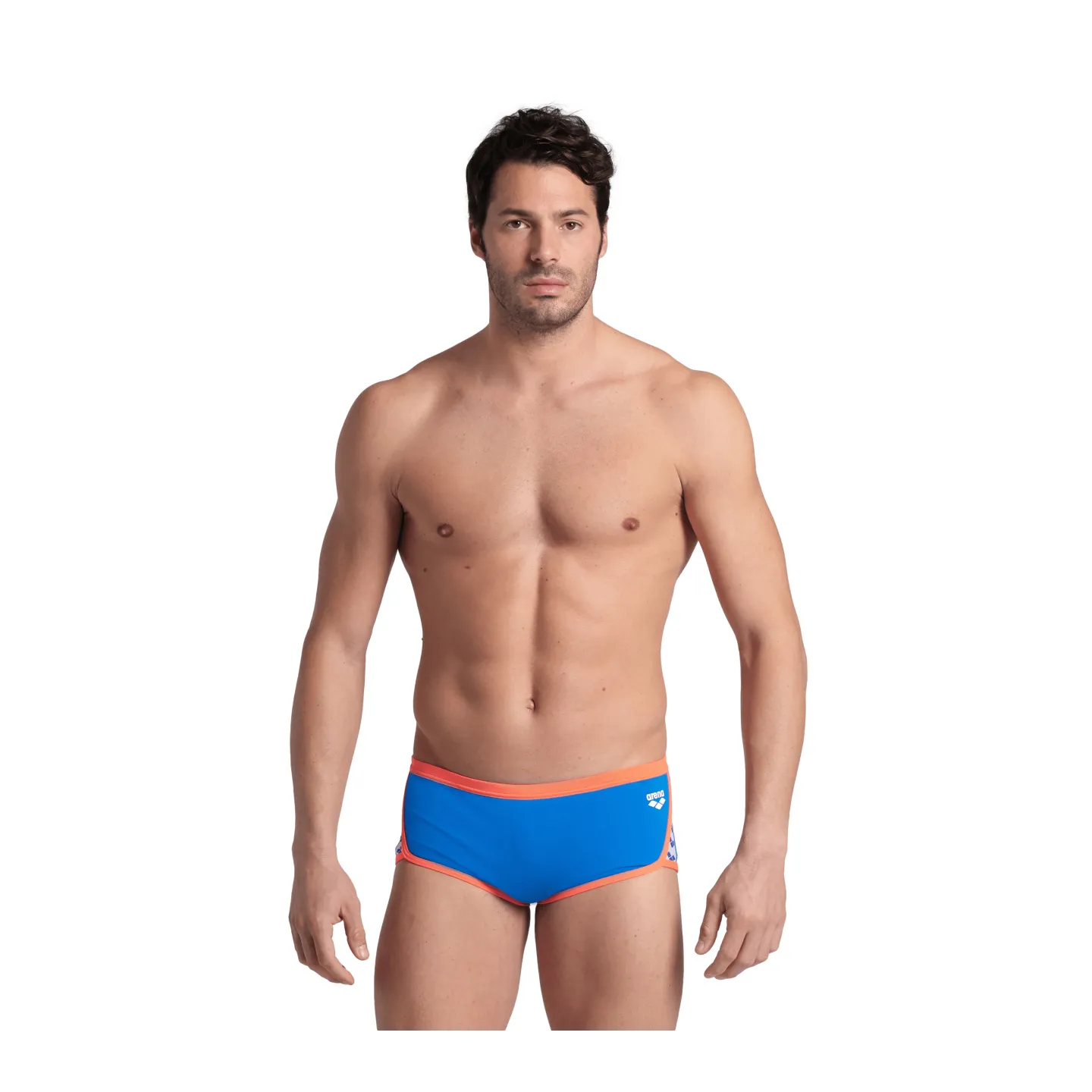Maillot Homme ARENA ICONS SWIM LOW WAIST SHORT SOLID BLUE RIVER BRIGHT CORAL