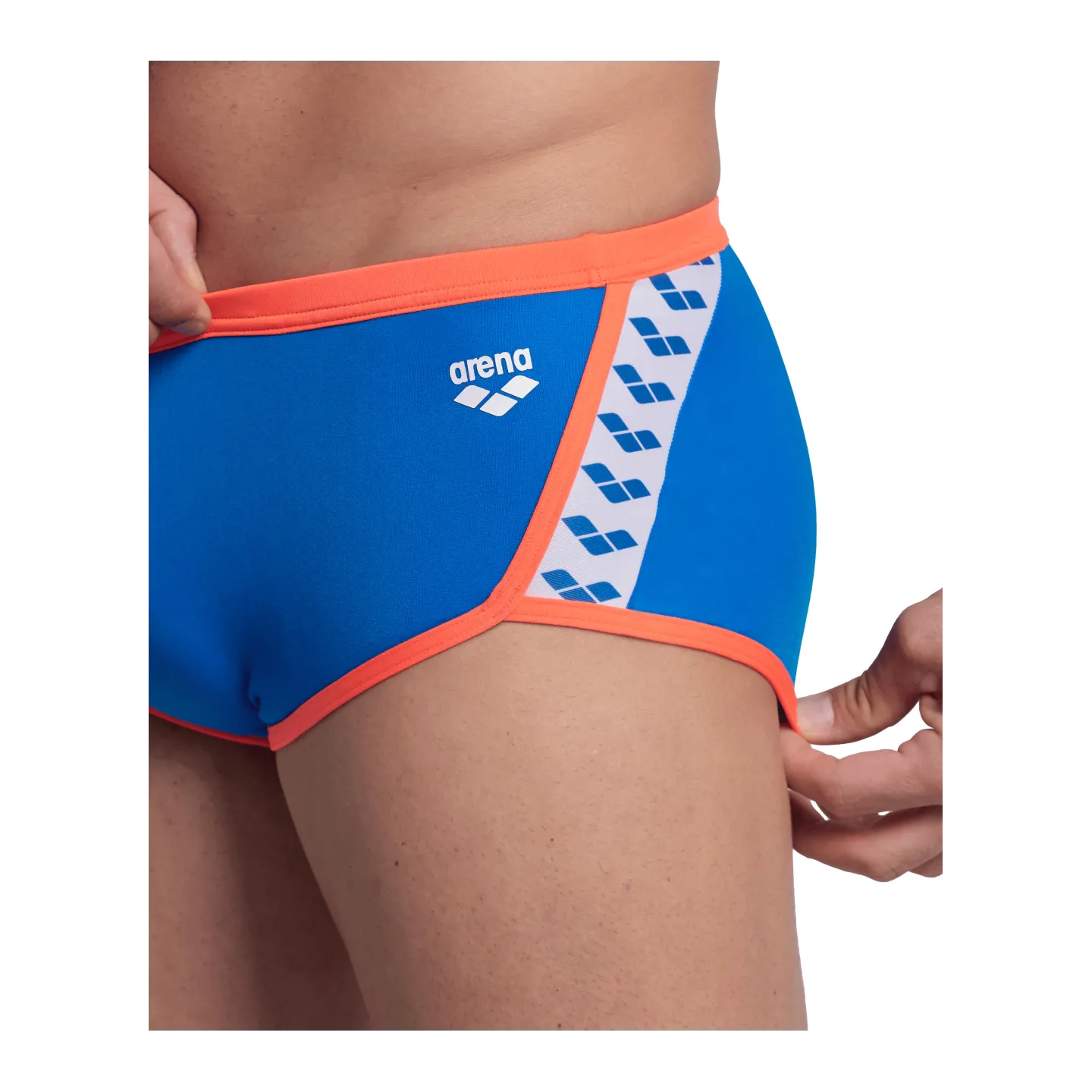 Maillot Homme ARENA ICONS SWIM LOW WAIST SHORT SOLID BLUE RIVER BRIGHT CORAL