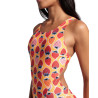 Maillot Femme ARENA STRAWBERRY SWIMSUIT SWIM TECH BACK FLUO RED ORANGE MULTI