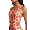 Maillot Femme ARENA STRAWBERRY SWIMSUIT SWIM TECH BACK FLUO RED ORANGE MULTI