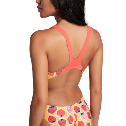 Maillot Femme ARENA STRAWBERRY SWIMSUIT SWIM TECH BACK FLUO RED ORANGE MULTI
