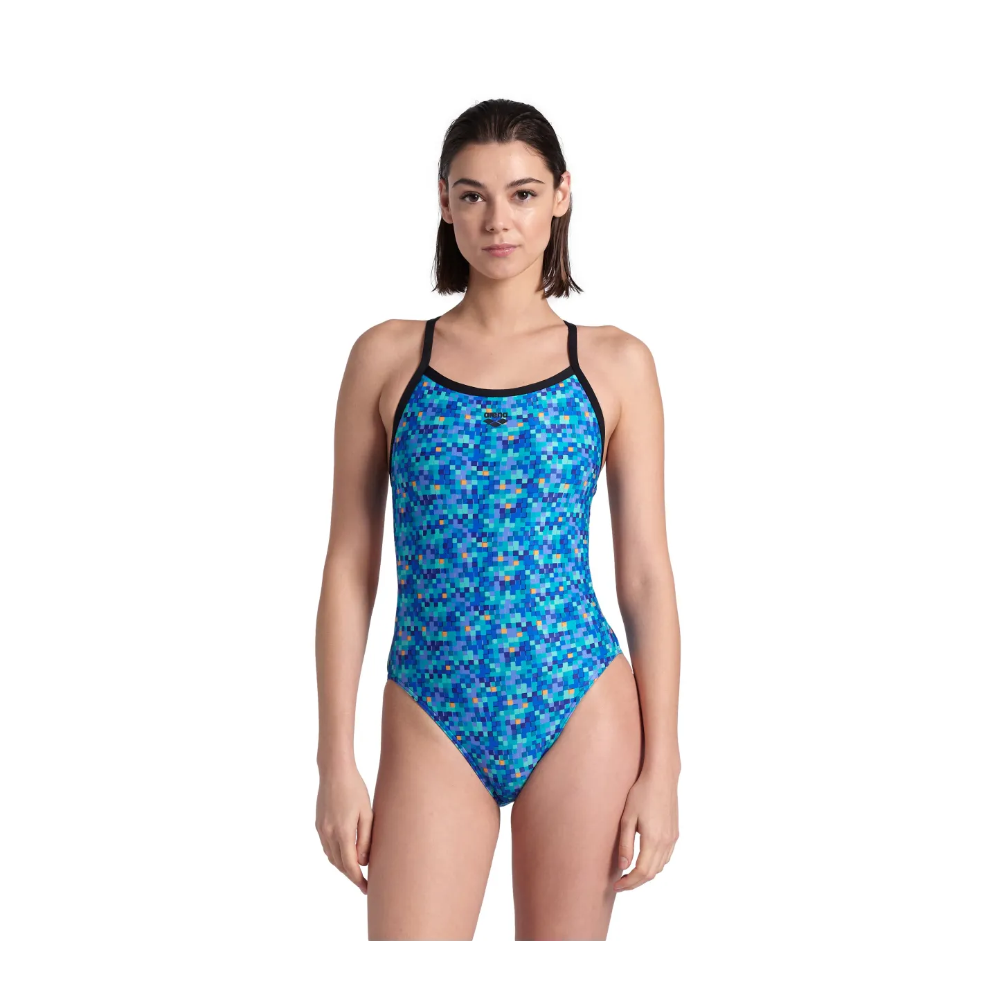 Maillot Femme ARENA POOLTILES SWIMSUIT CHALLENGE BLACK BLUE MULTI