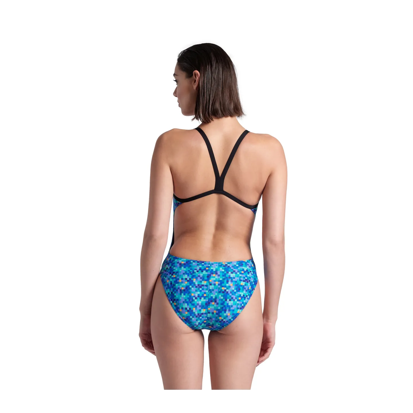 Maillot Femme ARENA POOLTILES SWIMSUIT CHALLENGE BLACK BLUE MULTI
