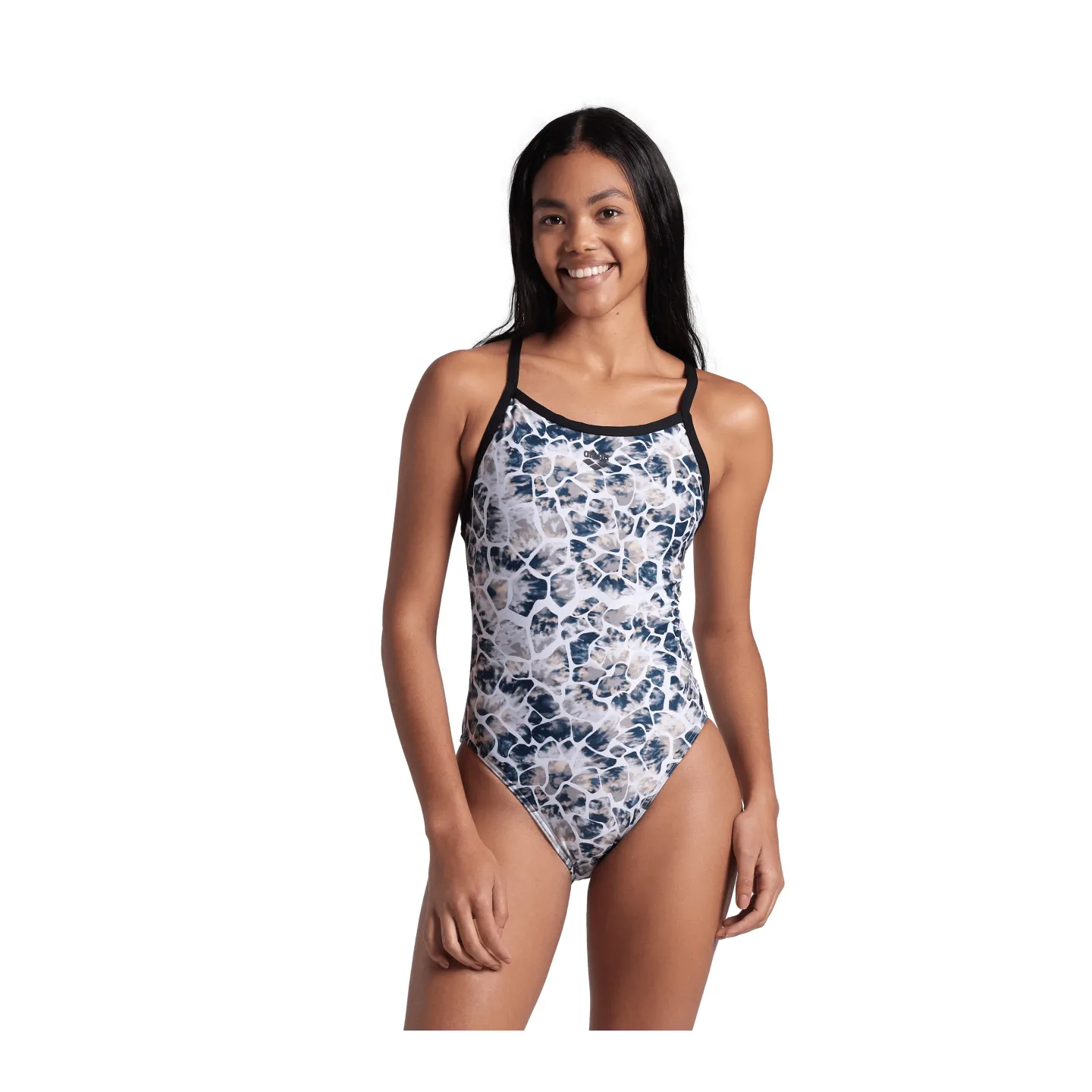 Maillot Femme ARENA EARTH SWIMSUIT XCROSS BACK BLACK WHITE