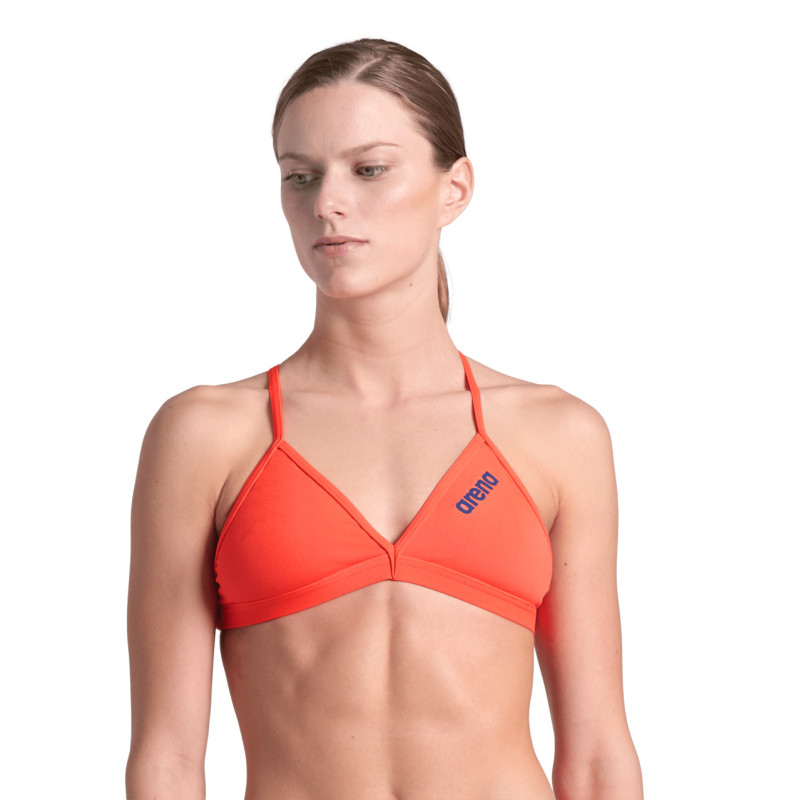 Maillot Femme ARENA TEAM SWIM TOP TIE BACK SOLID BRIGHT CORAL