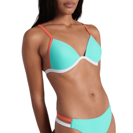 Maillot Femme ARENA PRO_FILE BIKINI TRIANGLE WATER CALYPSO CORAL WHITE