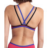Maillot Femme ARENA ONE DOUBLE CROSS BACK ONE PIECE FREAK ROSE NEON BLUE BLACK