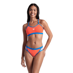 Maillot Femme ARENA ICONS SUPER FLY BACK SOLID BRIGHT CORAL BLUE RIVER