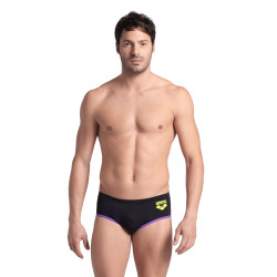 Maillot Homme ARENA ONE 12CM SWIM BRIEFS BIG LOG BLACK PURPLE