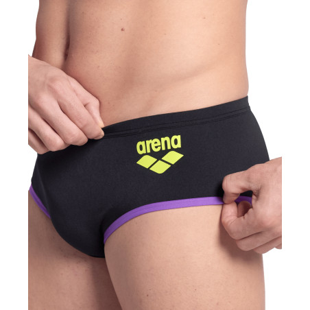 Maillot Homme ARENA ONE 12CM SWIM BRIEFS BIG LOG BLACK PURPLE