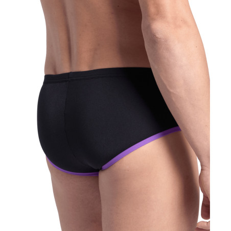 Maillot Homme ARENA ONE 12CM SWIM BRIEFS BIG LOG BLACK PURPLE