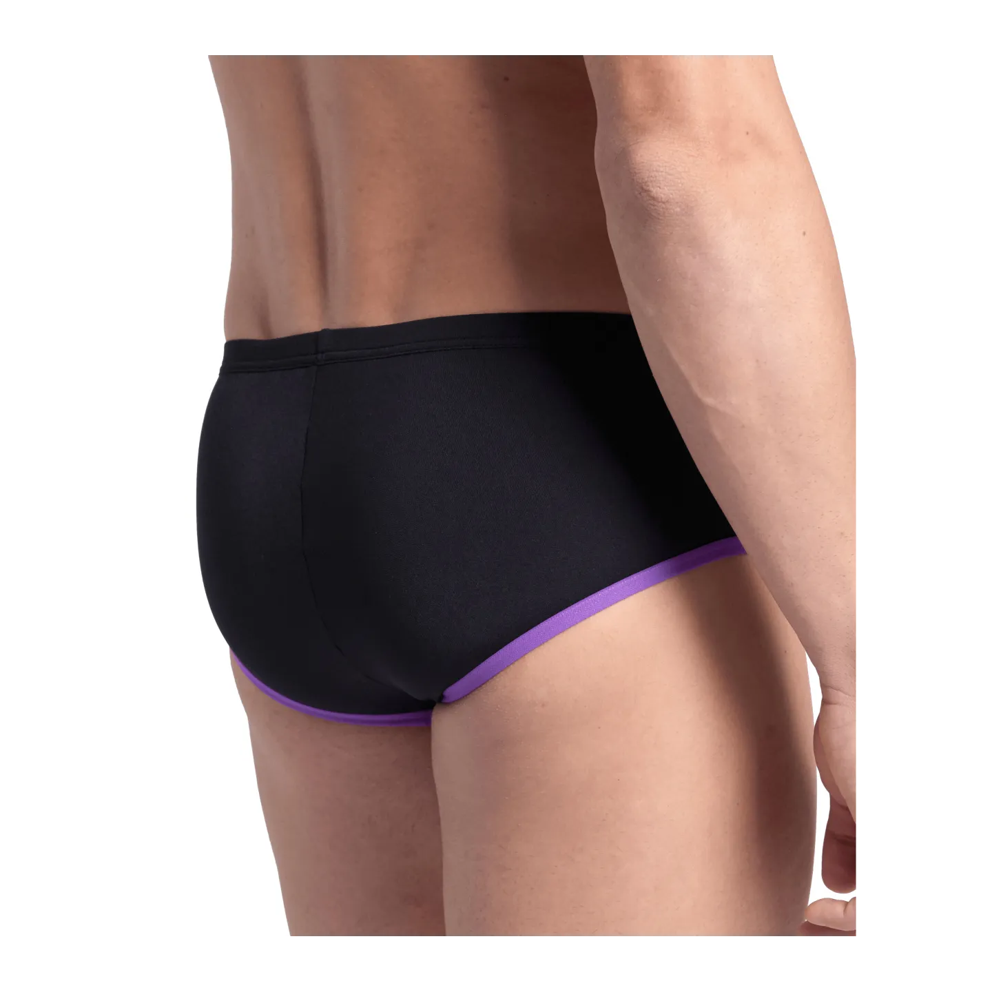 Maillot Homme ARENA ONE 12CM SWIM BRIEFS BIG LOG BLACK PURPLE