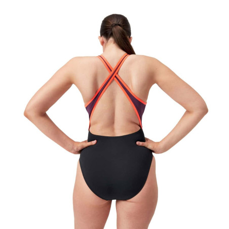 Maillot de bain Speedo Femme ECO+ HI NECK SPLICE XB BLA/RED