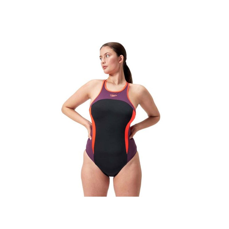Maillot de bain Speedo Femme ECO+ HI NECK SPLICE XB BLA/RED