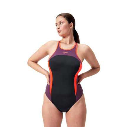 Maillot de bain Speedo Femme ECO+ HI NECK SPLICE XB BLA/RED