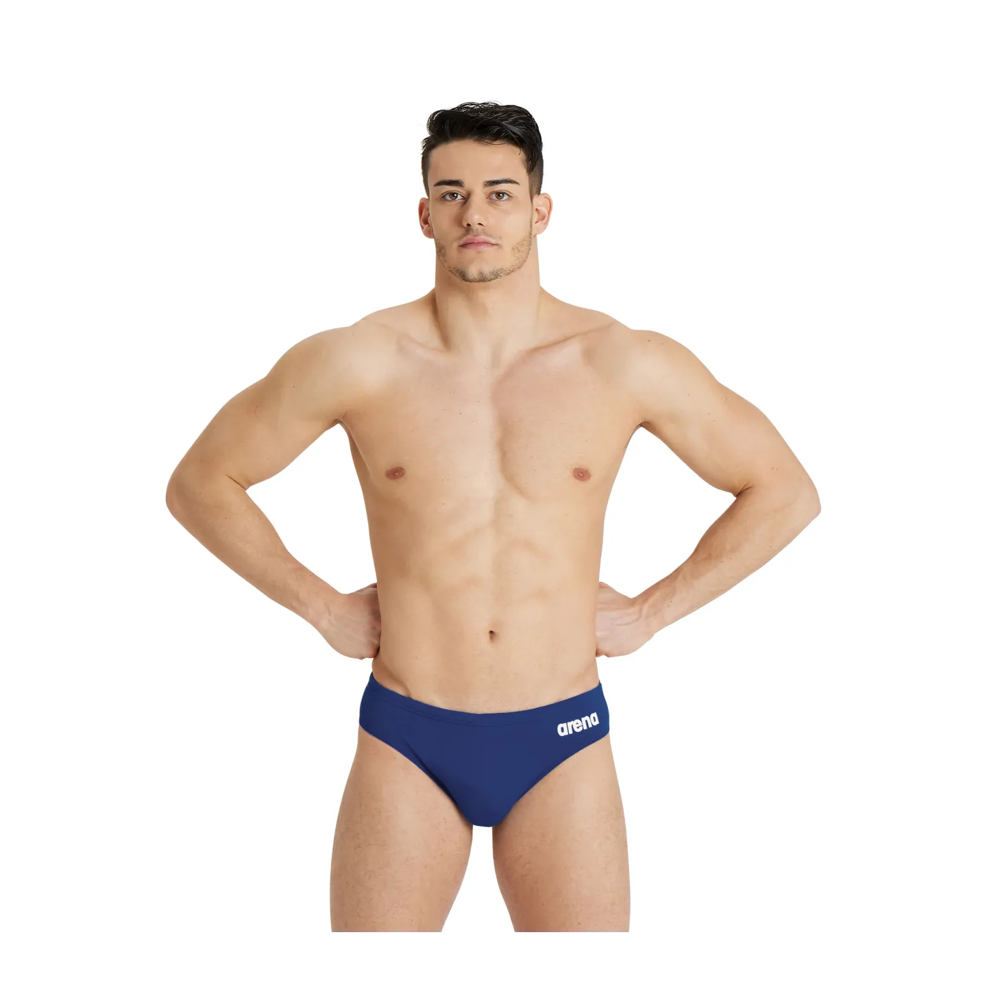 MEN'S TEAM SWIM BRIEFS SOLID NAVY-WHITE