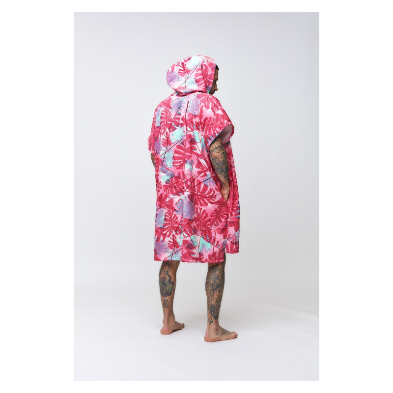 Poncho Big Leaves - Burnt Pink