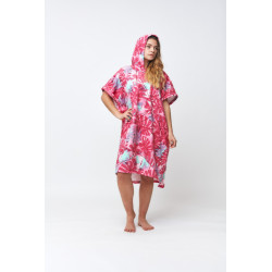 Poncho Big Leaves - Burnt Pink