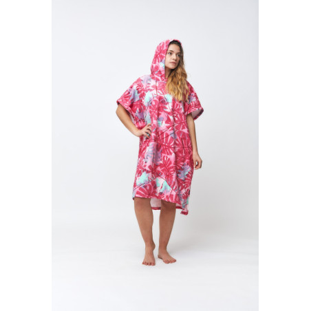 Poncho Big Leaves - Burnt Pink