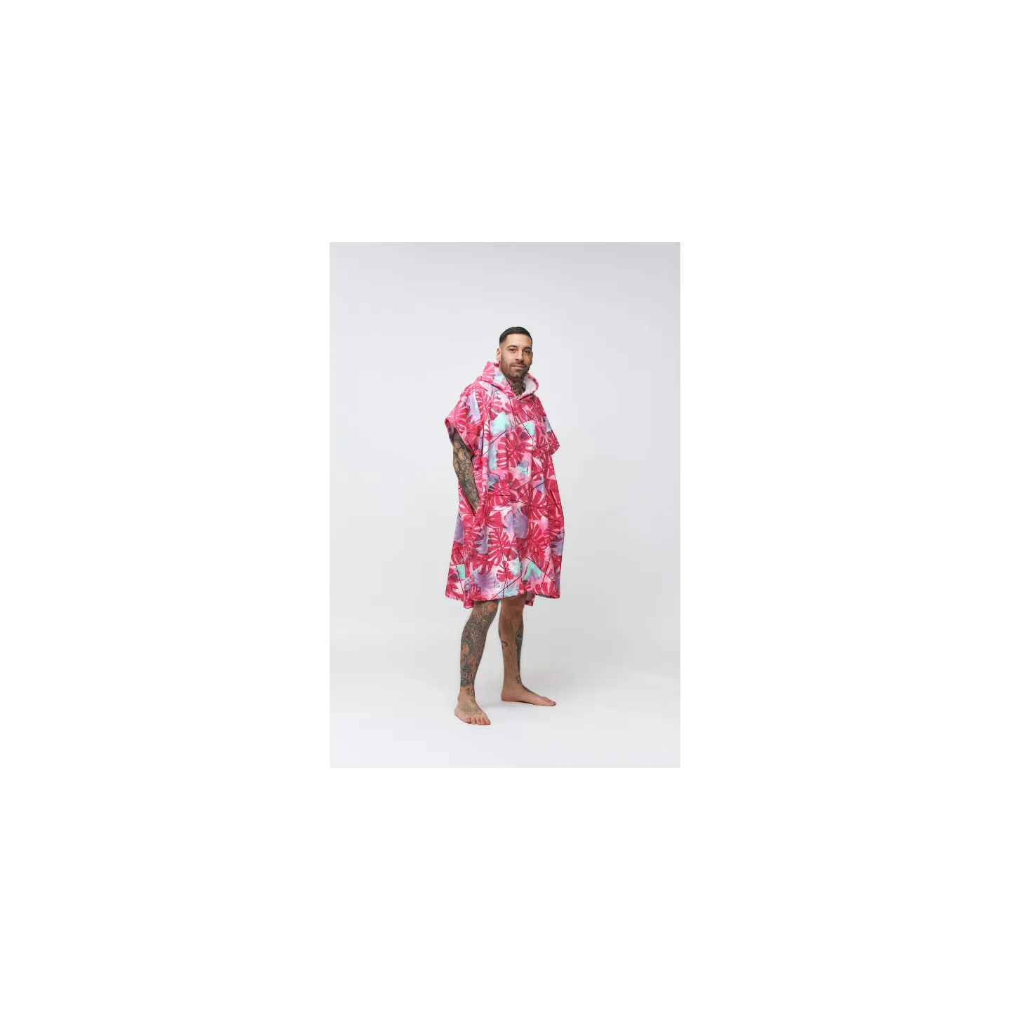 Poncho Big Leaves - Burnt Pink