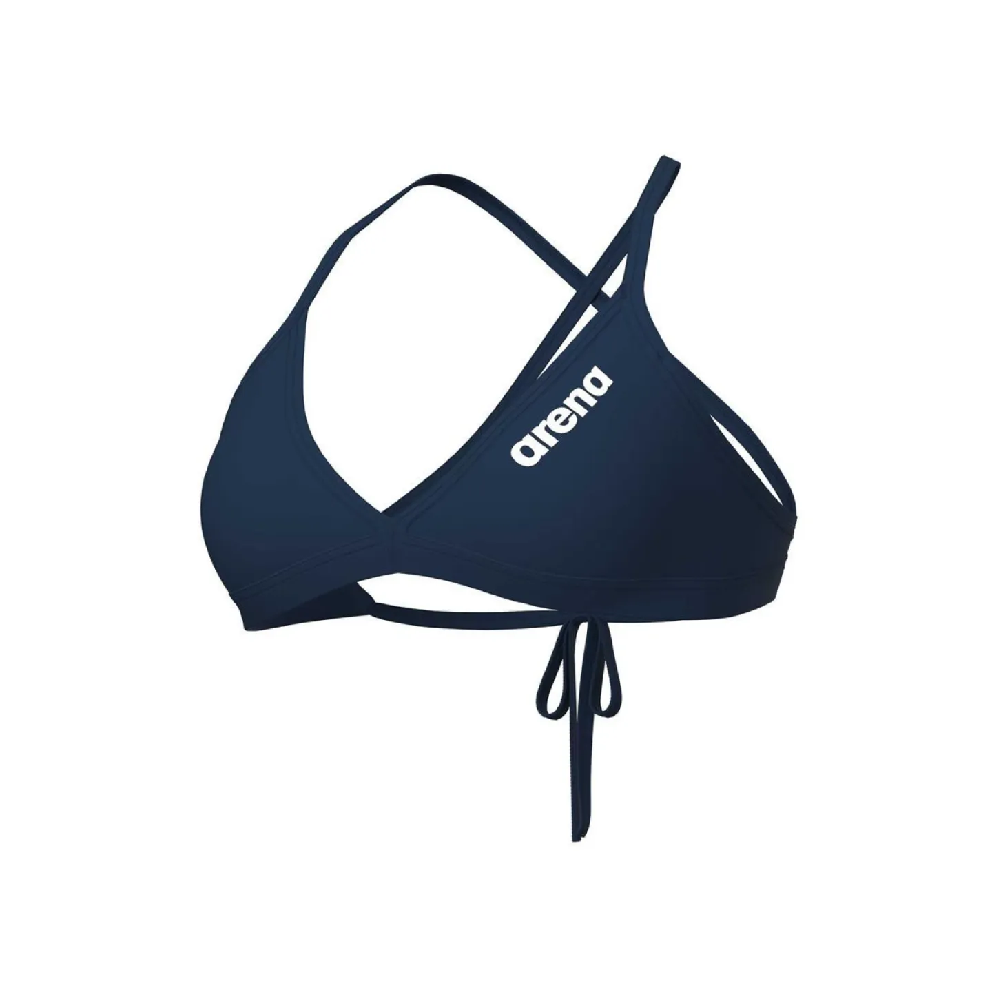 WOMEN'S TEAM SWIM TOP TIE BACK SOLID NAVY WHITE