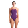 WOMEN'S SWIMSUIT LACE BACK SOLID PLUM-BR