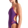 WOMEN'S SWIMSUIT LACE BACK SOLID PLUM-BR