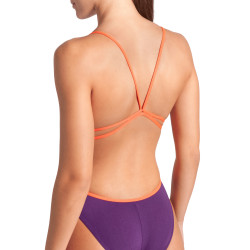 WOMEN'S SWIMSUIT LACE BACK SOLID PLUM-BR