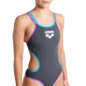 W ARENA ONE DOUBLE CROSS BACK ONE PIECE ASPHALT-PURPLE-TURQUOISE