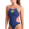 W ARENA ONE DOUBLE CROSS BACK ONE PIECE NAVY-FLUO PINK-SOFT GREEN