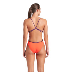 WOMEN'S SWIMSUIT LACE BACK SOLID BRIGHT