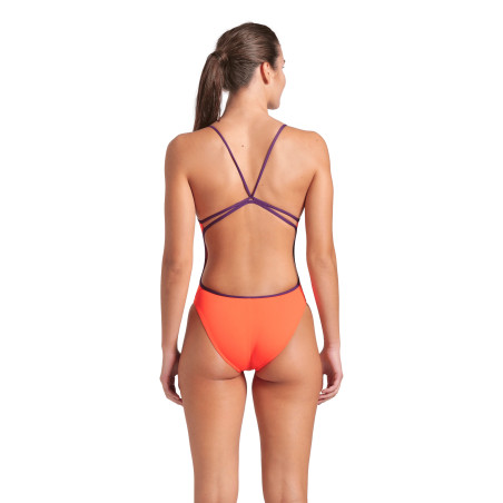 WOMEN'S SWIMSUIT LACE BACK SOLID BRIGHT