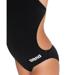 Maillot fille  ARENA TEAM SWIMSUIT CHALLENGE SOLID BLACK-WHITE