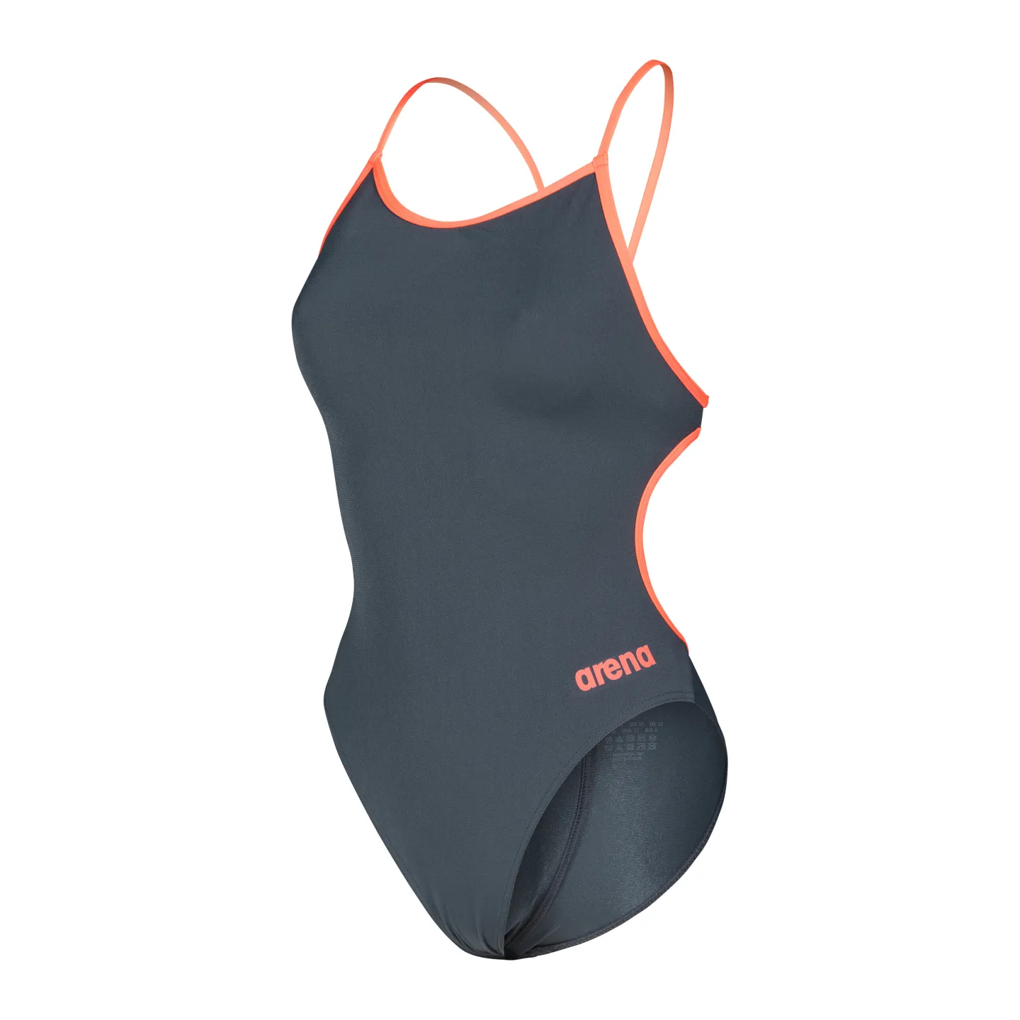 Maillot de Bain ARENA Femme WOMEN'S SWIMSUIT LACE BACK SOLIDASPHALT-BRIGHT CORAL