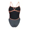 Maillot de Bain ARENA Femme WOMEN'S SWIMSUIT LACE BACK SOLIDASPHALT-BRIGHT CORAL