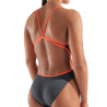 Maillot de Bain ARENA Femme WOMEN'S SWIMSUIT LACE BACK SOLIDASPHALT-BRIGHT CORAL