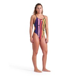 MAILLOT DE BAIN ARENA FEMME PAINTERS STRIPE SWIMSUIT BLACK MULTI