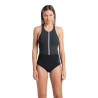 Maillot de Bain ARENA Femme SWIMSUIT SILVIA CROSS BACKBLACK-NIGHT GREY-WHITE
