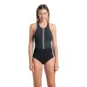 Maillot de Bain ARENA Femme SWIMSUIT SILVIA CROSS BACKBLACK-NIGHT GREY-WHITE